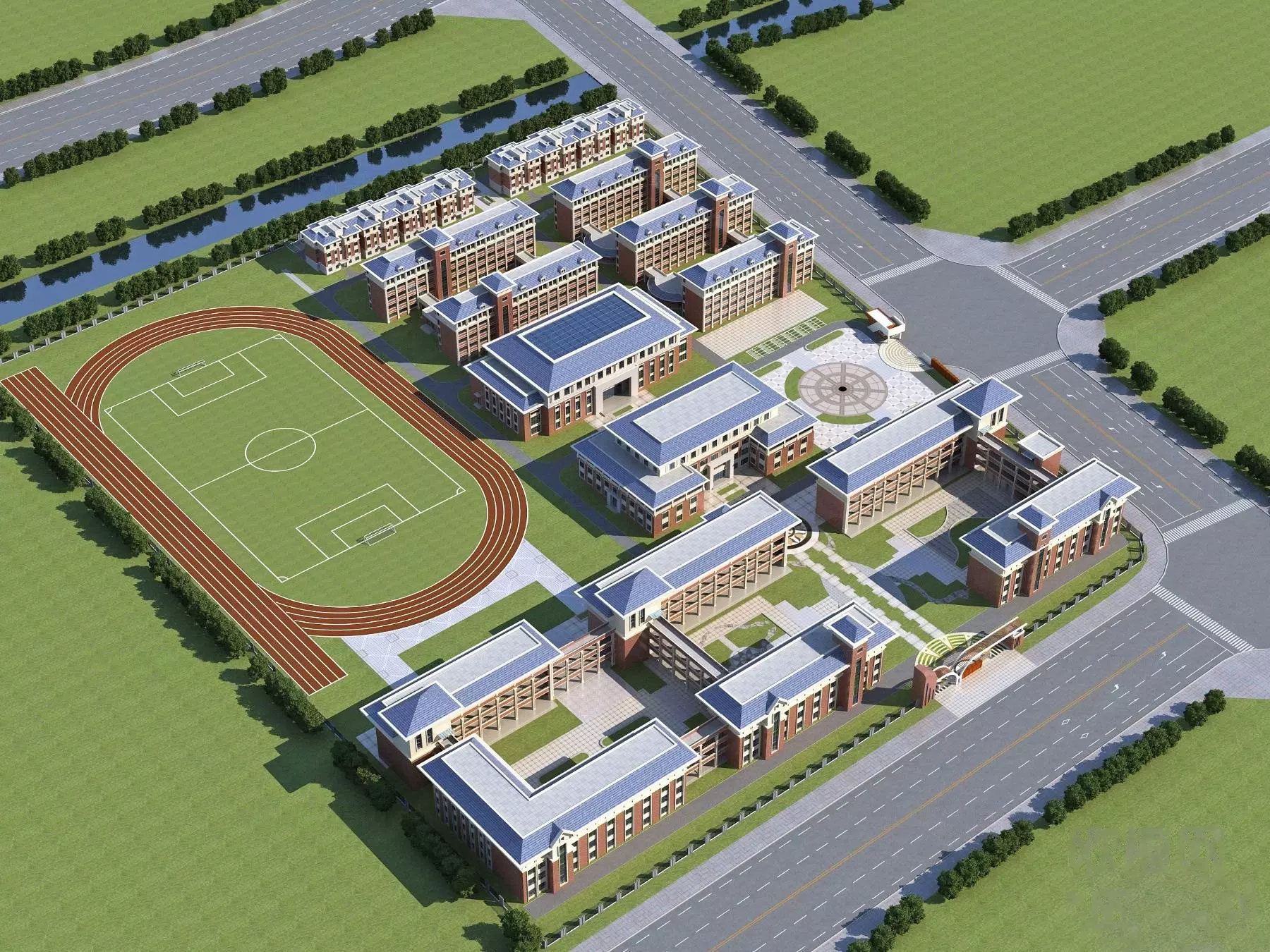 Modern School Campus 3D model_0