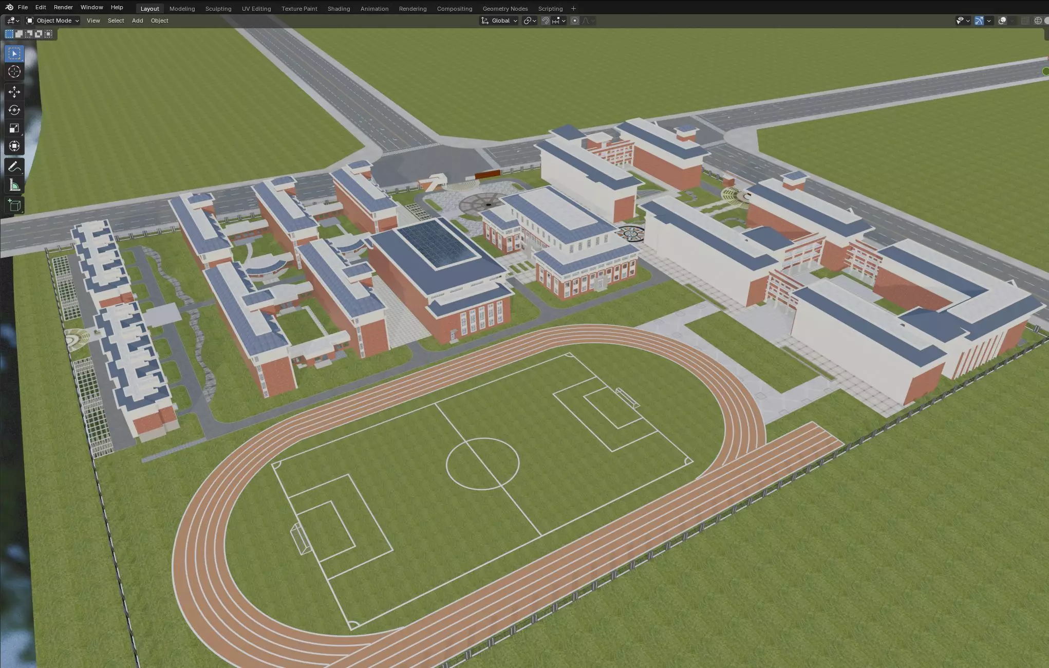 Modern School Campus 3D model_2