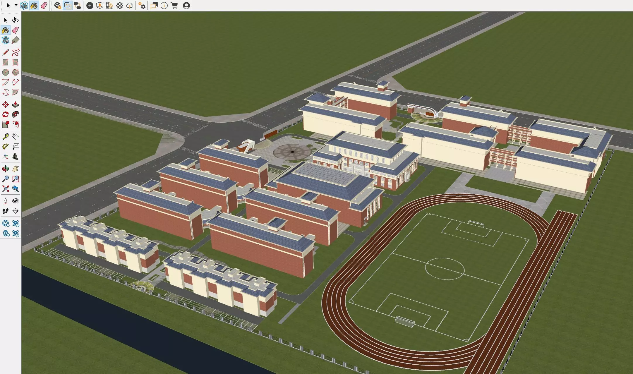 Modern School Campus 3D model_5