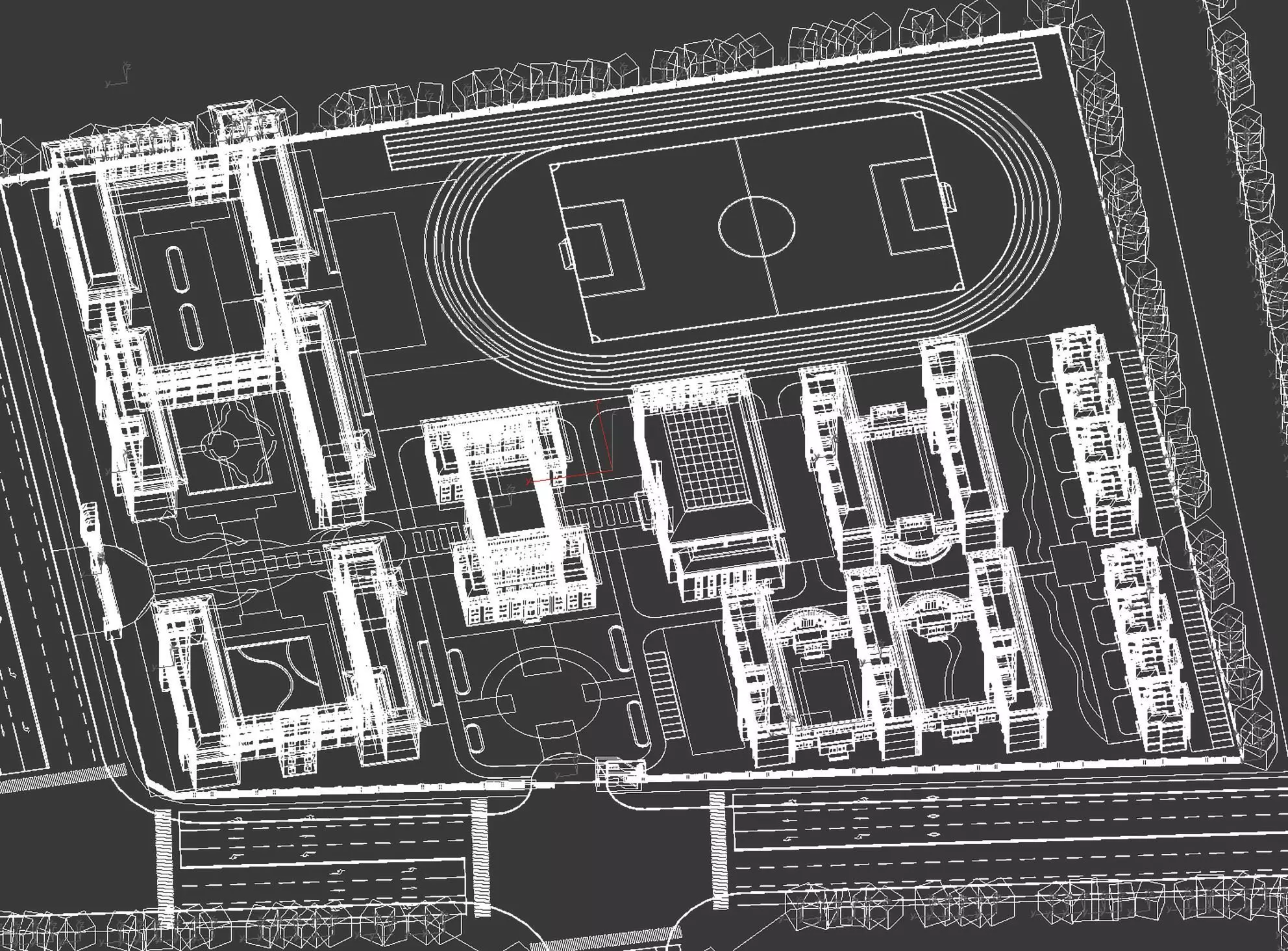 Modern School Campus 3D model_7