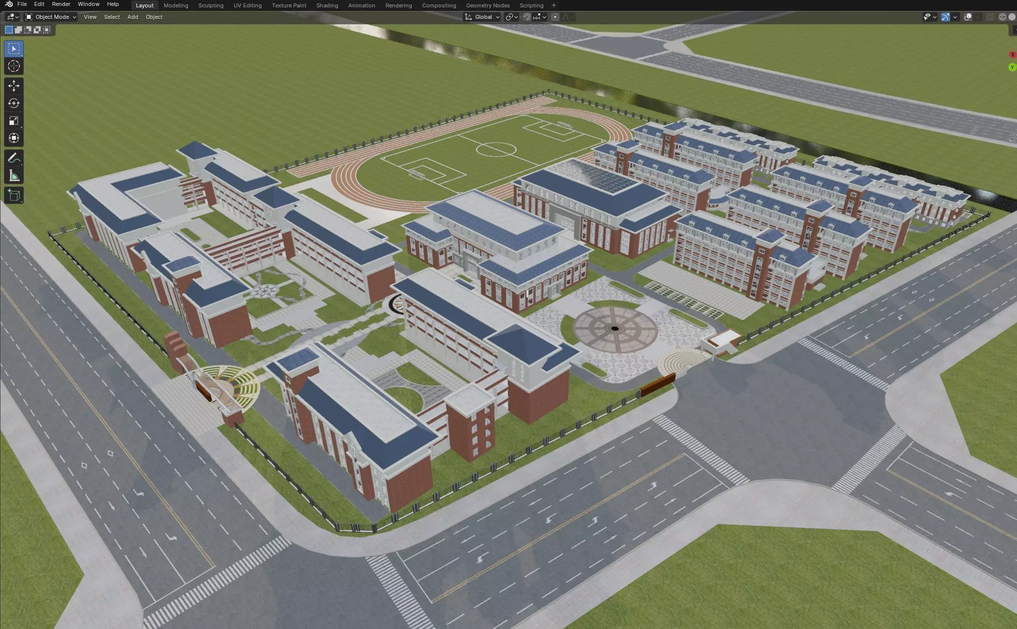 Modern School Campus 3D model_1