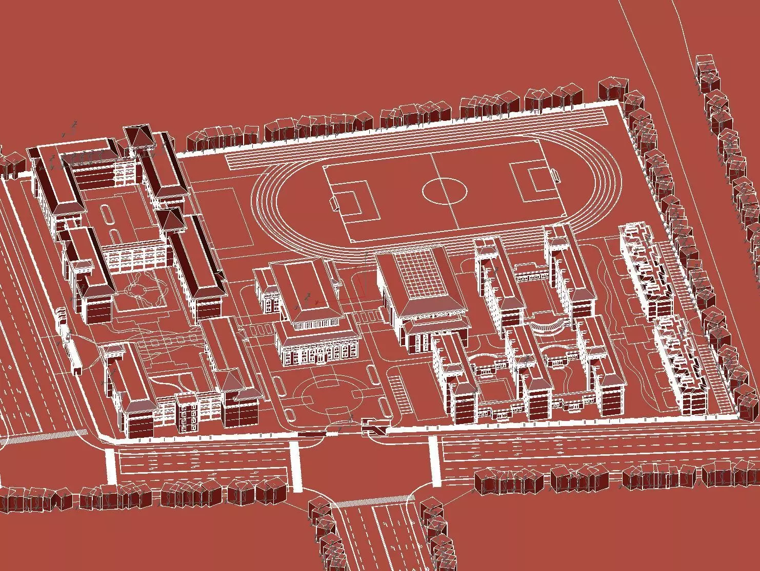 Modern School Campus 3D model_8