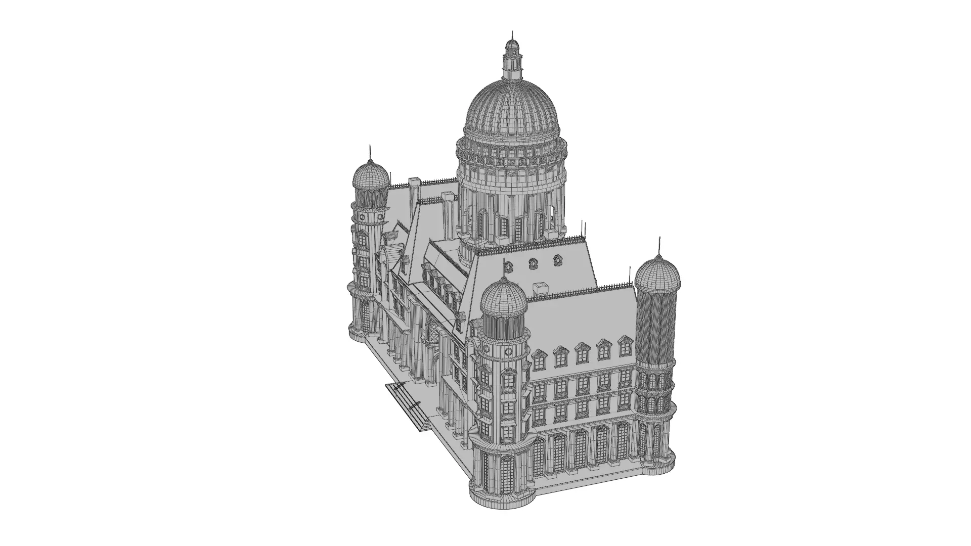 Classical European Building - House 6 3D model_10