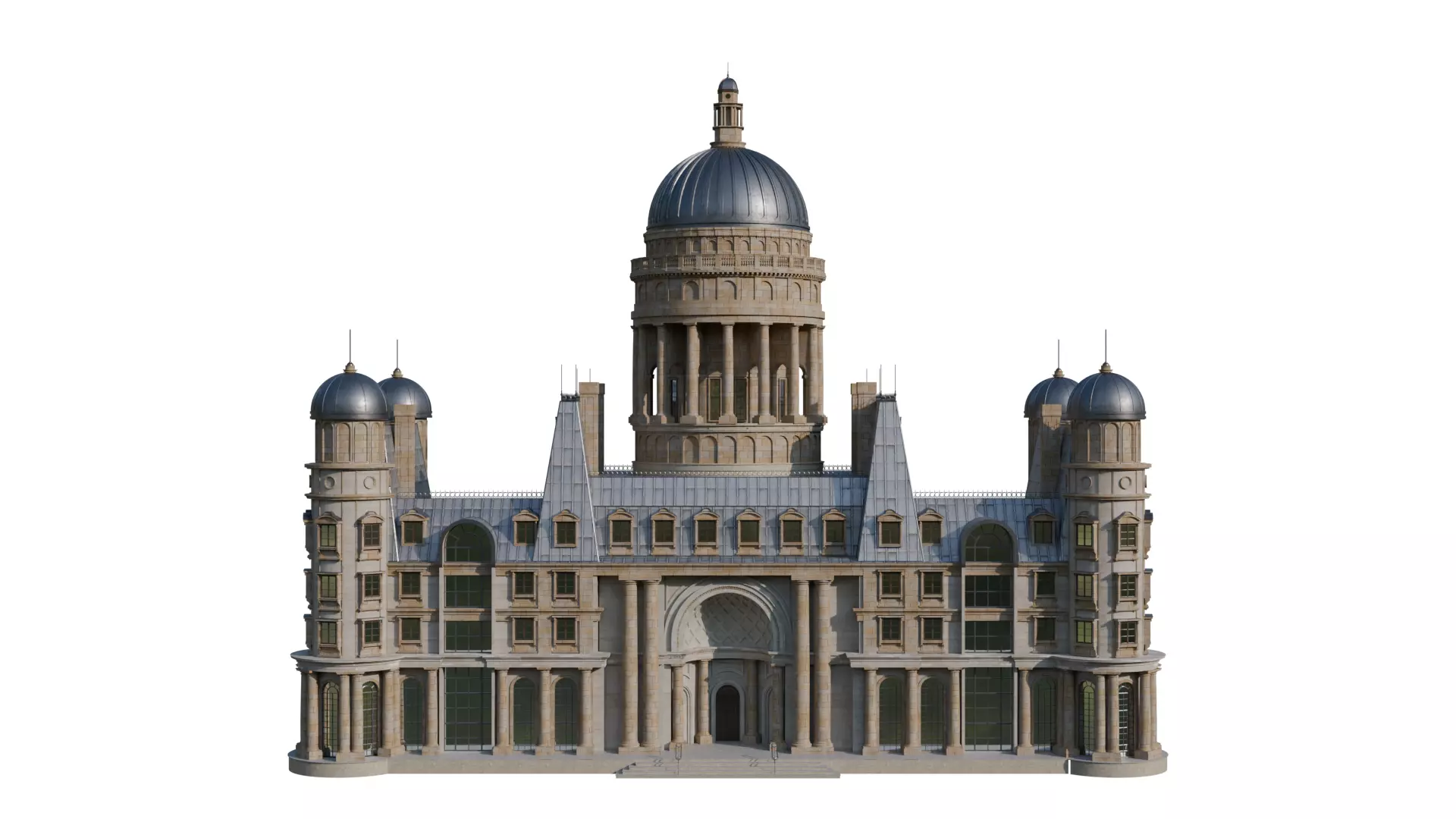 Classical European Building - House 6 3D model_3