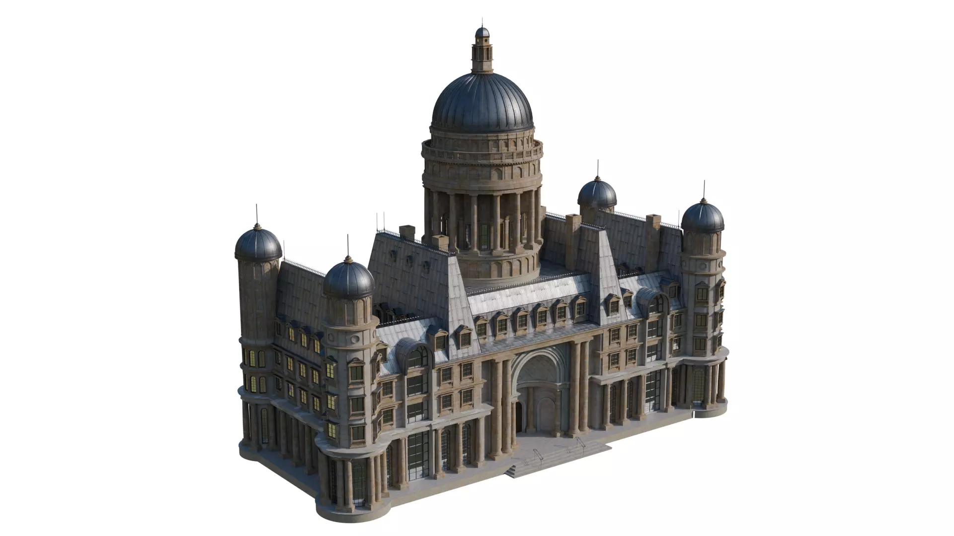 Classical European Building - House 6 3D model_2