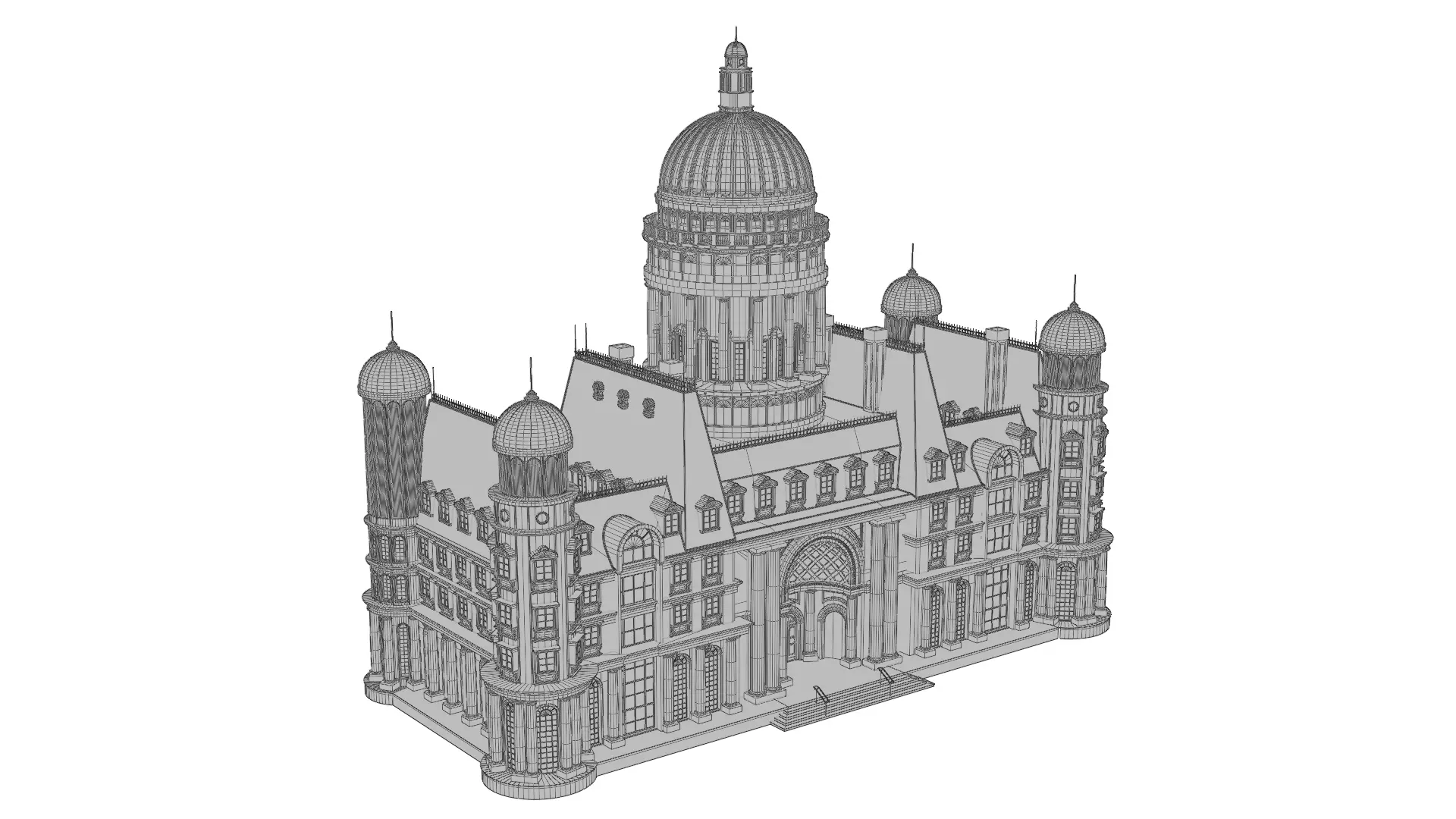 Classical European Building - House 6 3D model_8