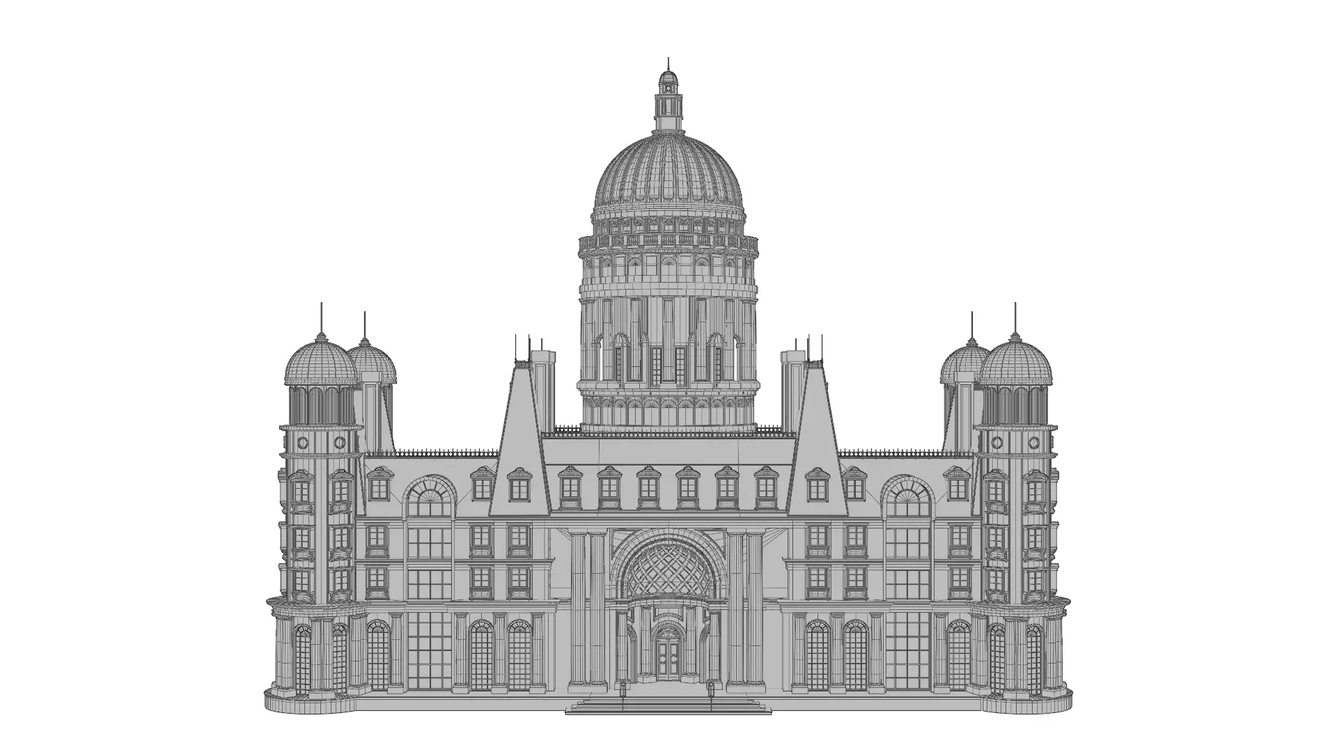 Classical European Building - House 6 3D model_9