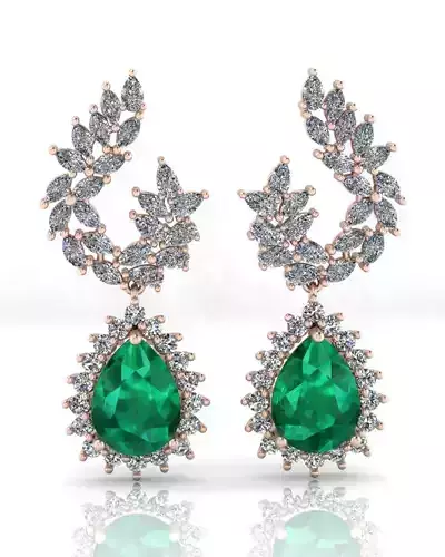 pear emerald halo high jewelry earring 