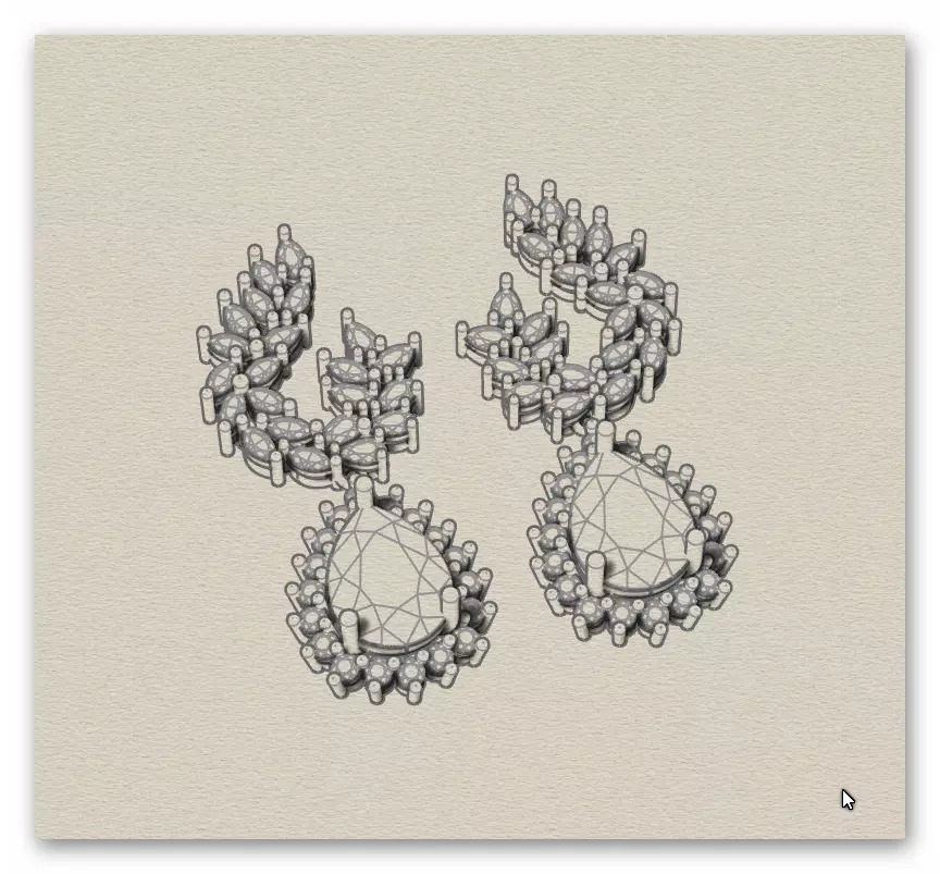 pear emerald halo high jewelry earring 3D print model_8