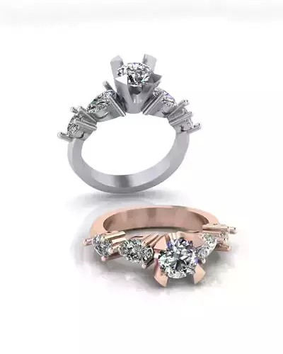 solitaire and pear engagement jewelry ring 
