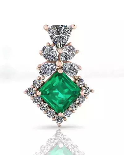 triangle and emerald halo jewelry pendant