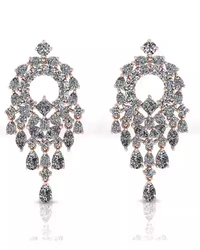 princess pear and marquise high jewelry earring 