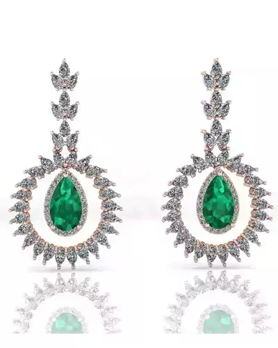 pear emerald halo high jewelry earring 