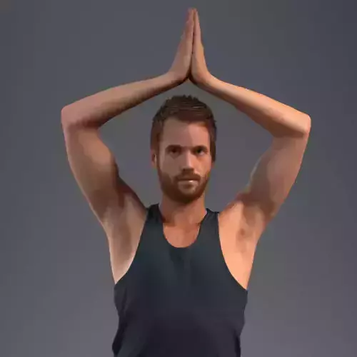 Pre posed male 3D model in a sport attire doing yoga