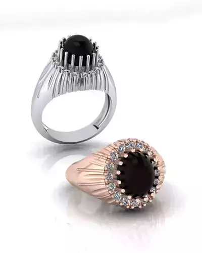 oval halo signet jewelry ring