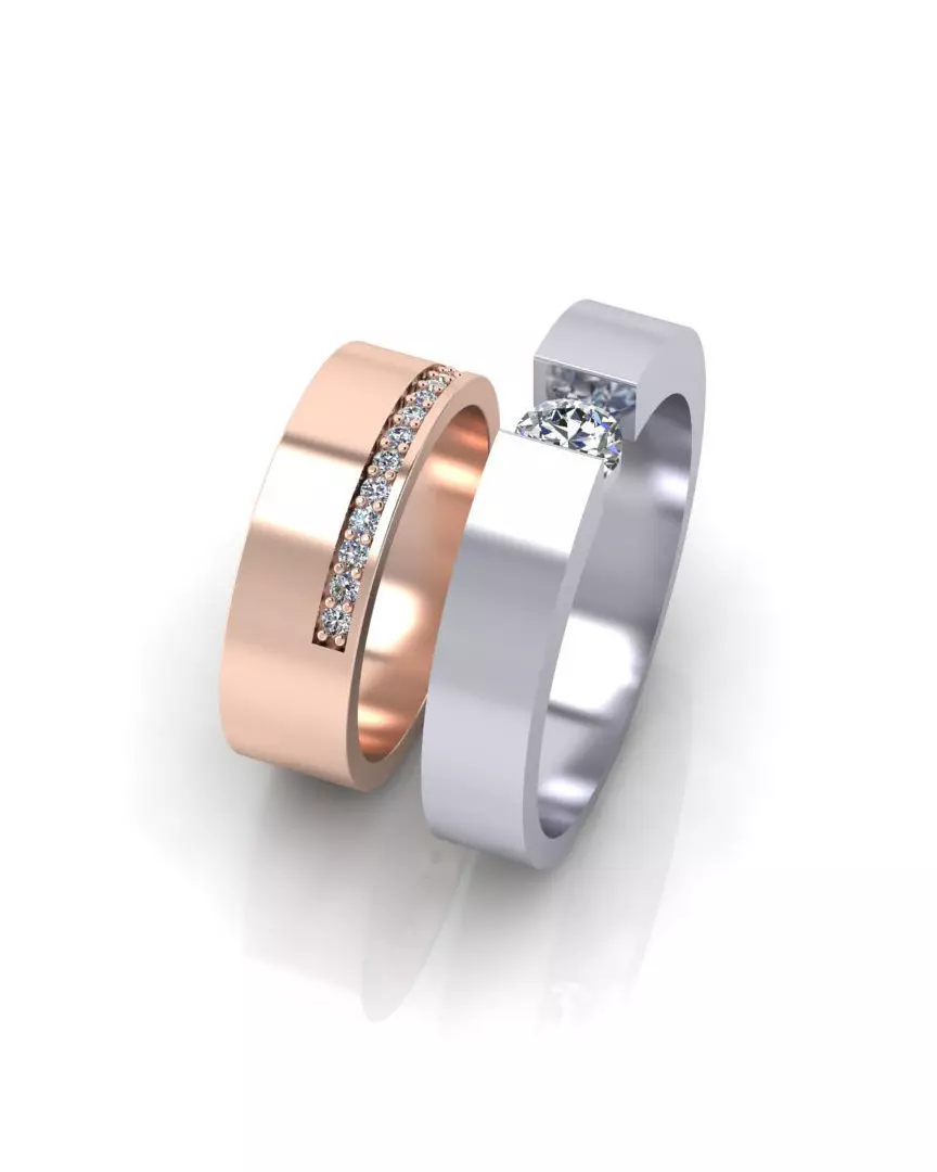 engagement jewelry ring set 3D print model