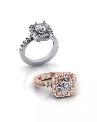 round halo micro setting engagement jewelry ring 