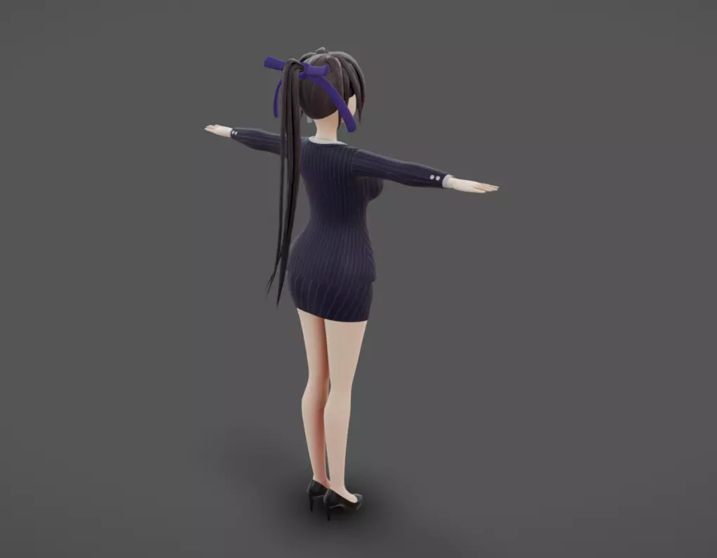 Anime Female 19 - Read Description Low-poly 3D model_3