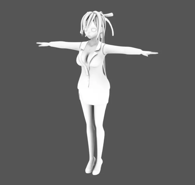 Anime Female 19 - Read Description Low-poly 3D model_9