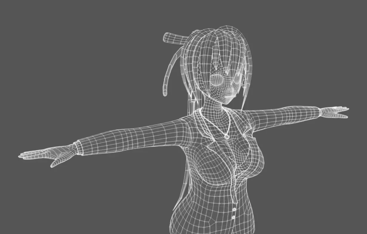 Anime Female 19 - Read Description Low-poly 3D model_12