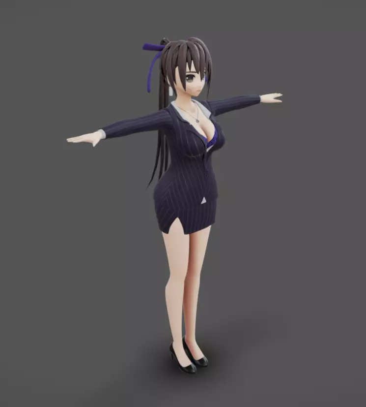 Anime Female 19 - Read Description Low-poly 3D model_1