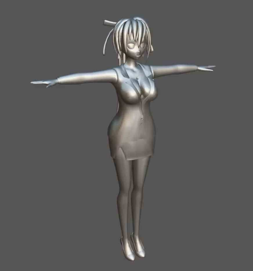 Anime Female 19 - Read Description Low-poly 3D model_10