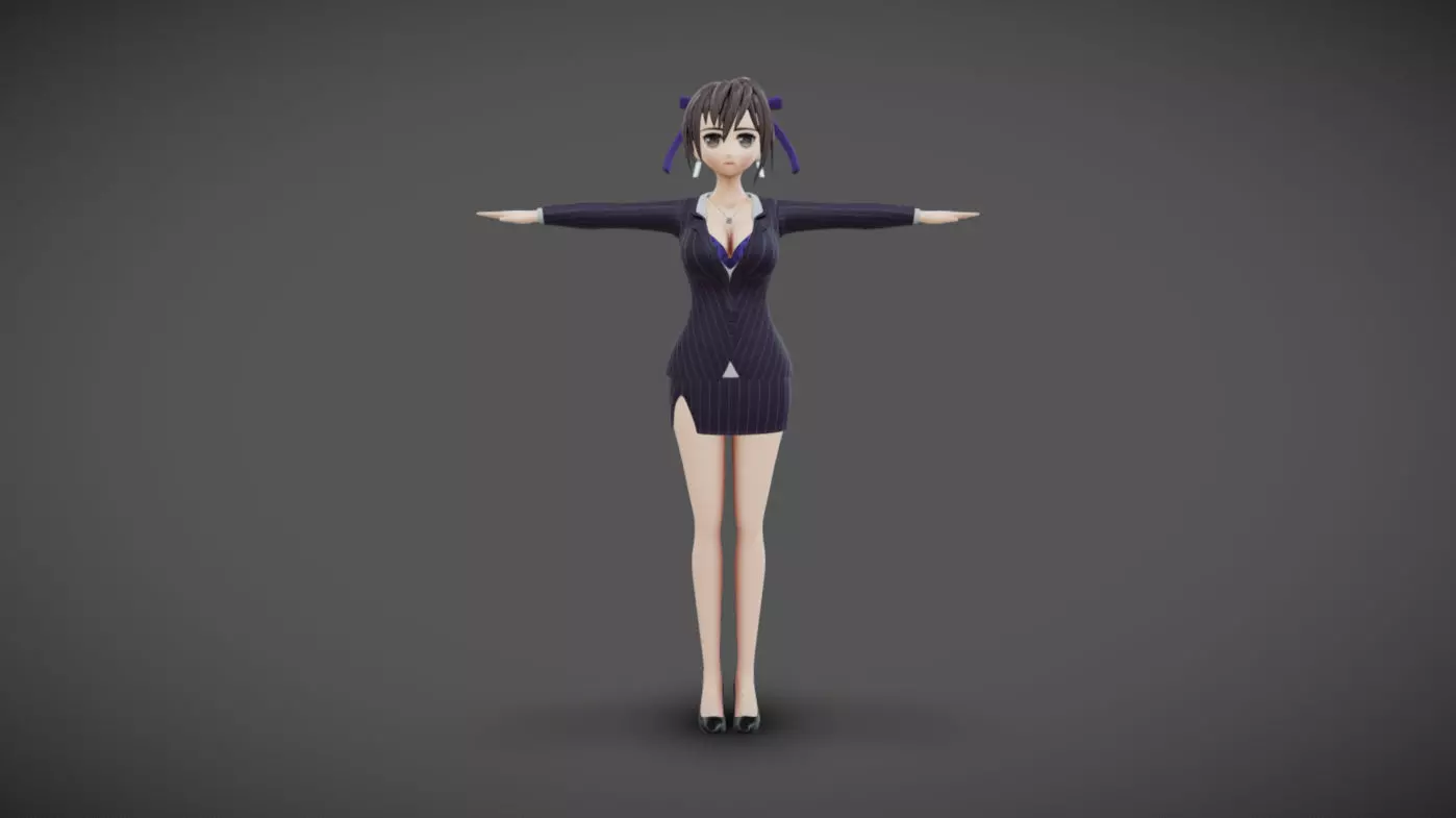 Anime Female 19 - Read Description Low-poly 3D model_0