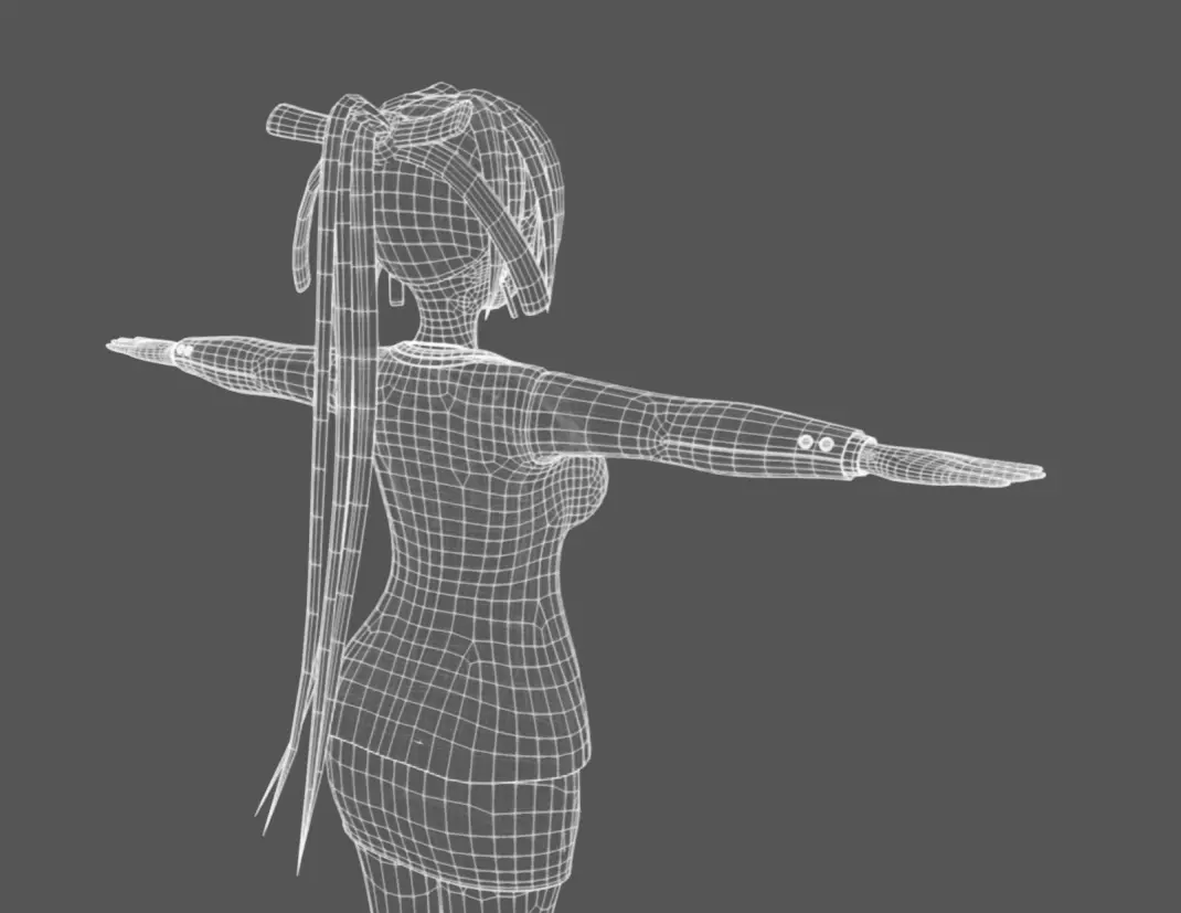 Anime Female 19 - Read Description Low-poly 3D model_13