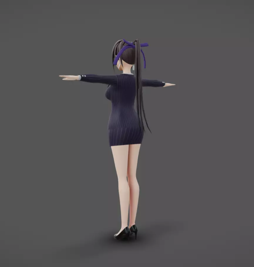 Anime Female 19 - Read Description Low-poly 3D model_4