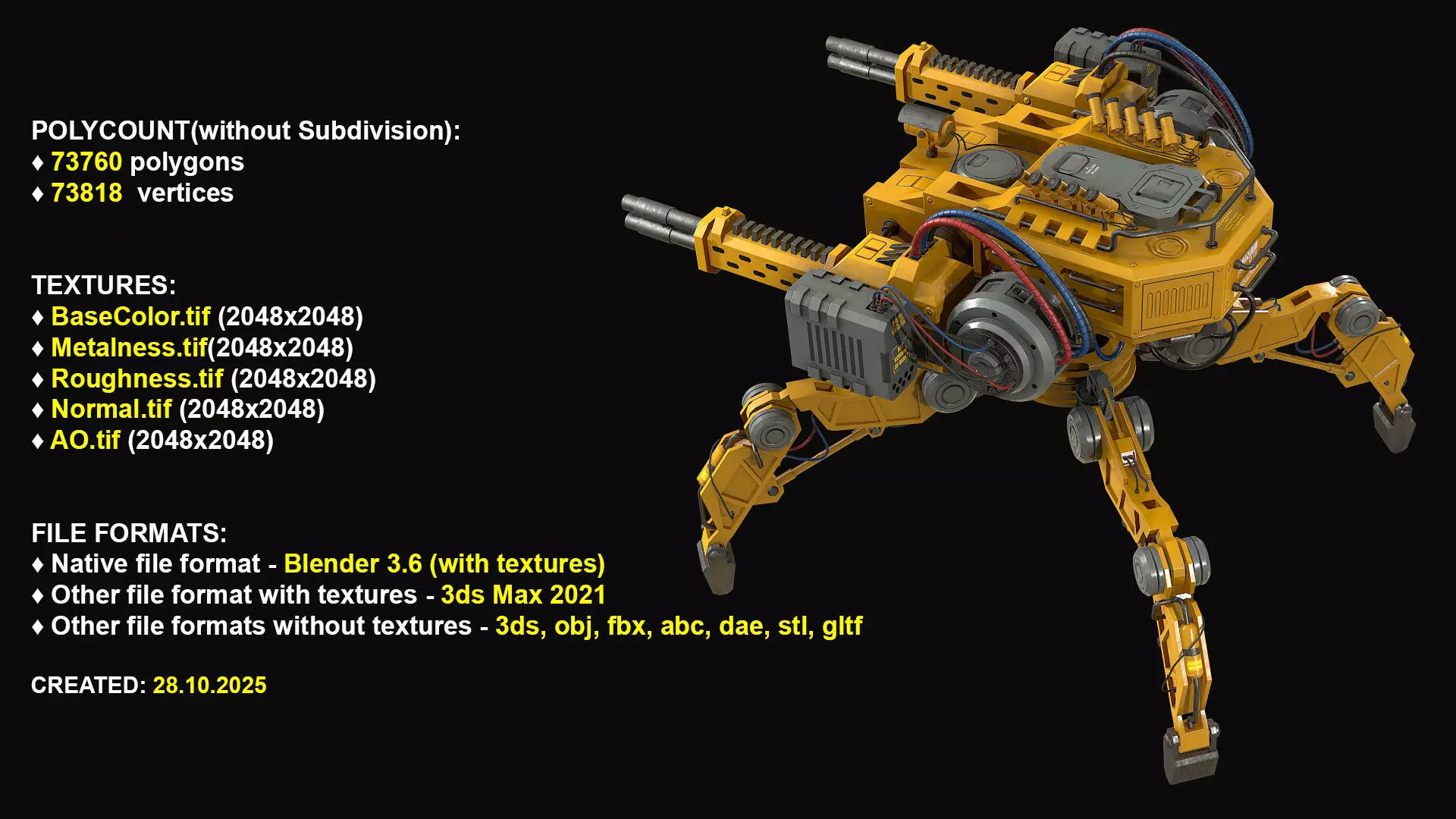 Walking Turret Concept-1-Yellow 3D model_3