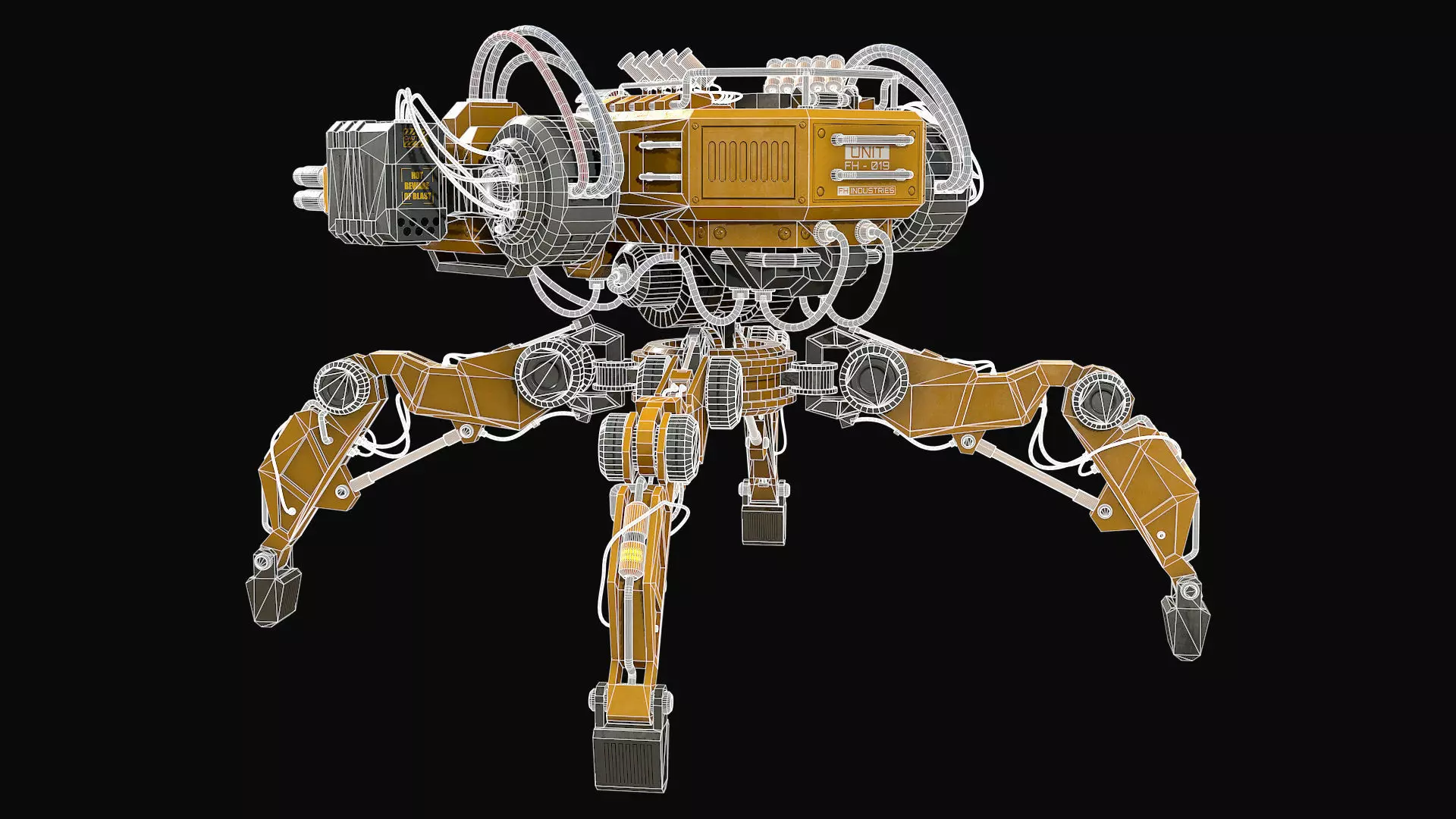 Walking Turret Concept-1-Yellow 3D model_11