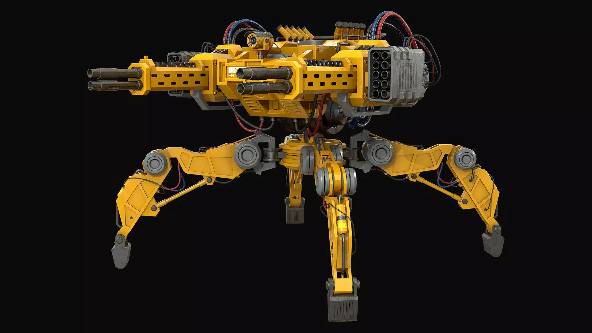 Walking Turret Concept-1-Yellow 3D model_2