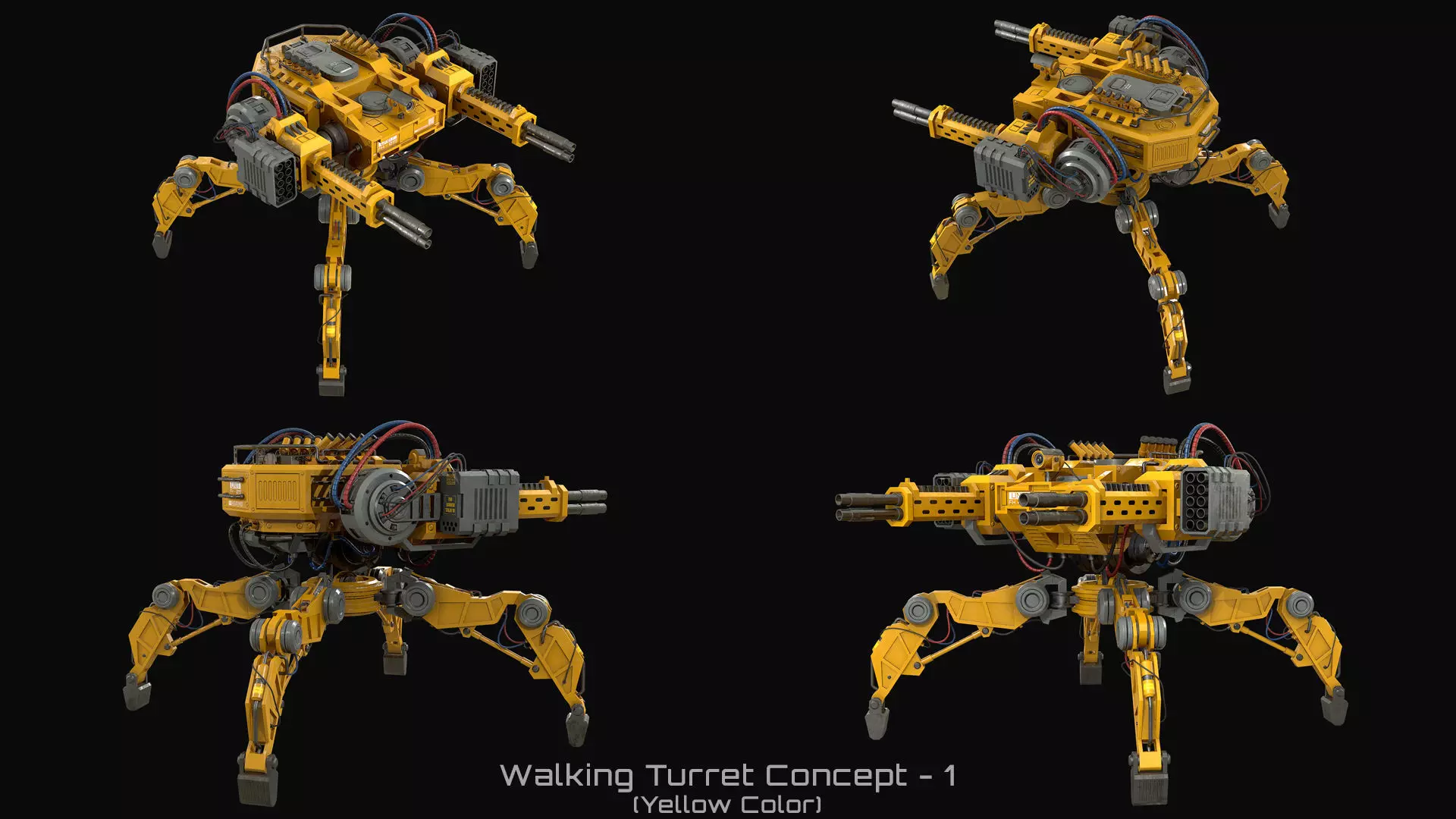 Walking Turret Concept-1-Yellow 3D model_9