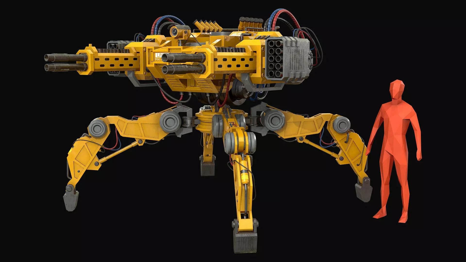 Walking Turret Concept-1-Yellow 3D model_1