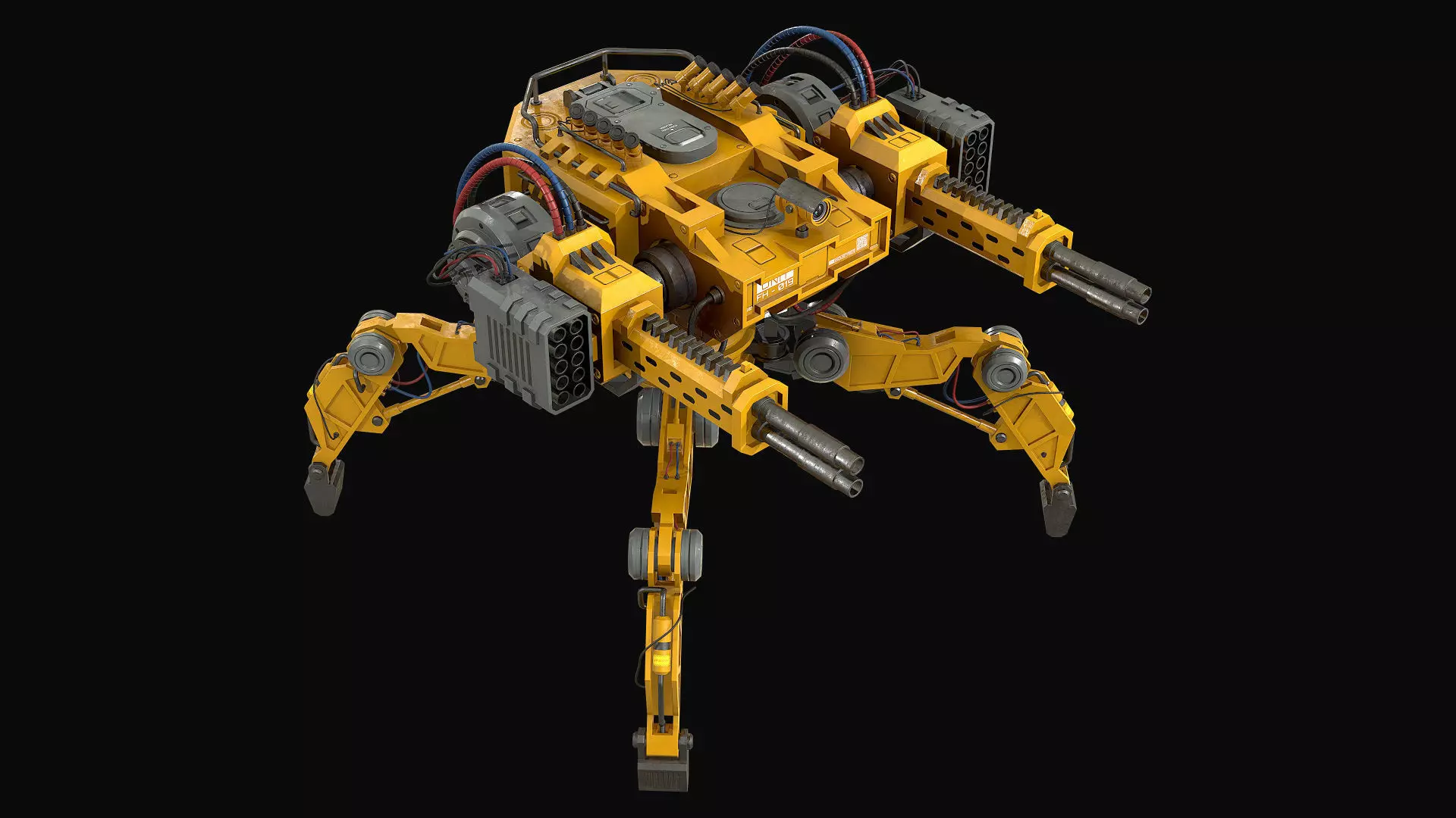 Walking Turret Concept-1-Yellow 3D model_7