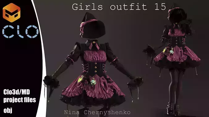 Girls outfit 15 - Marvelous Designer and OBJ