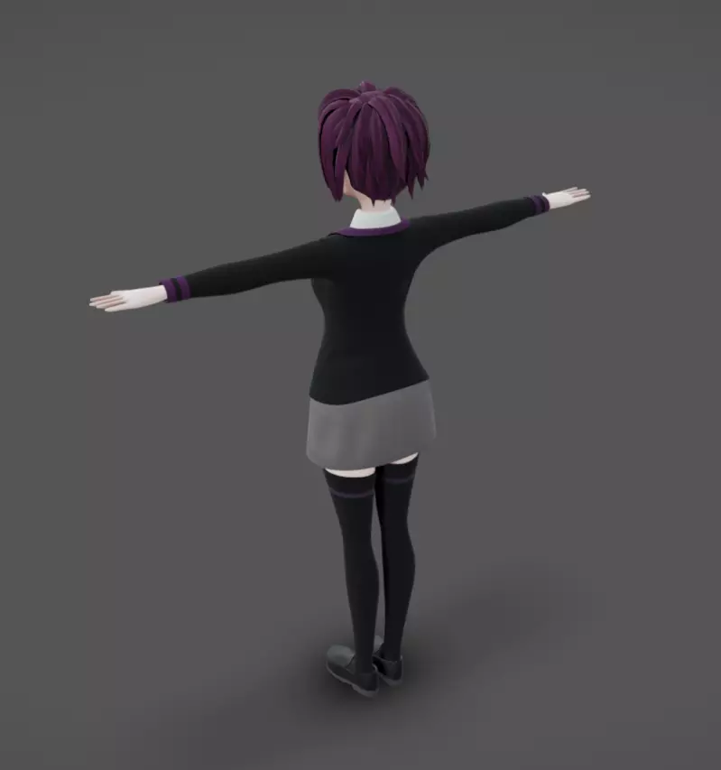 Anime Female 22 - Read Description Low-poly 3D model_3