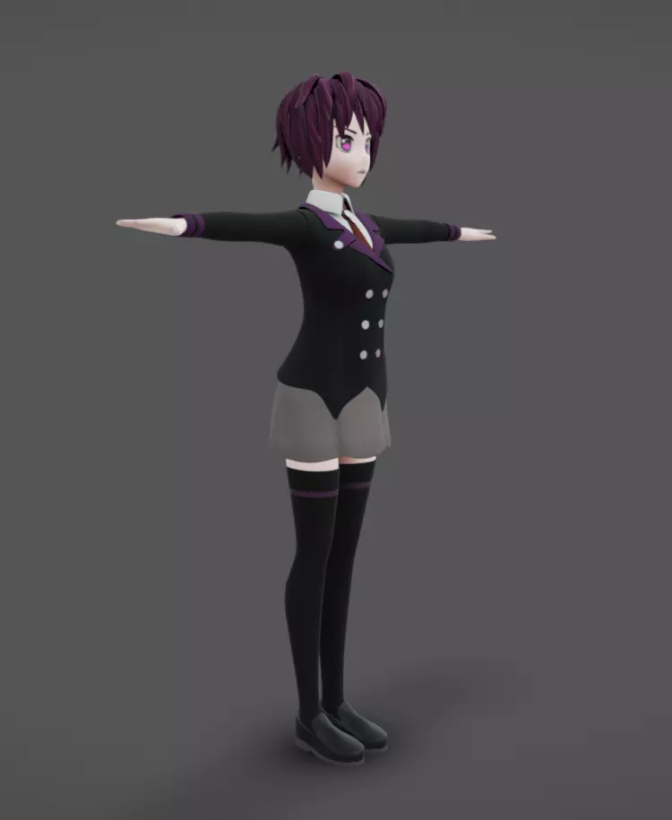 Anime Female 22 - Read Description Low-poly 3D model_5