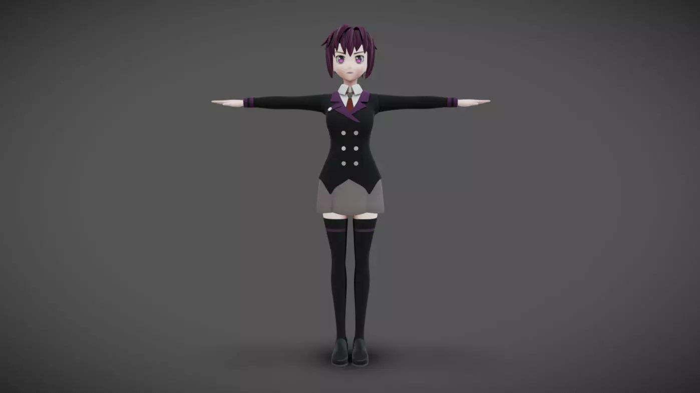 Anime Female 22 - Read Description Low-poly 3D model_0