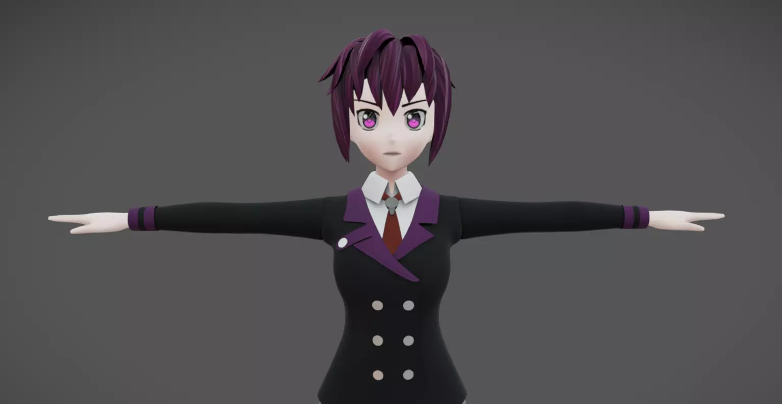 Anime Female 22 - Read Description Low-poly 3D model_6