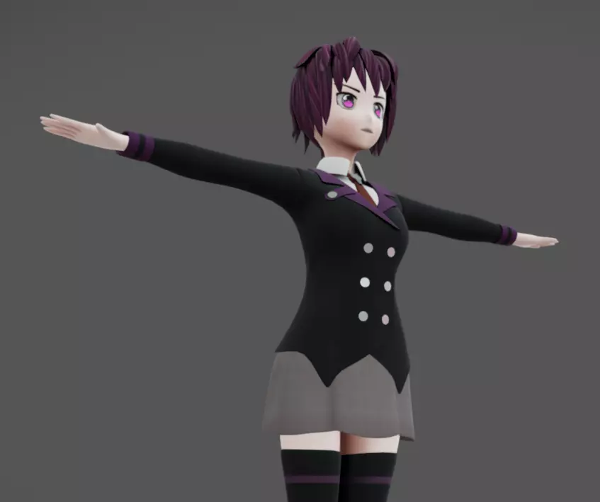 Anime Female 22 - Read Description Low-poly 3D model_8
