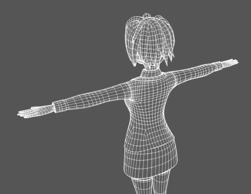 Anime Female 22 - Read Description Low-poly 3D model_14