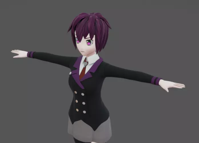 Anime Female 22 - Read Description Low-poly 3D model_9