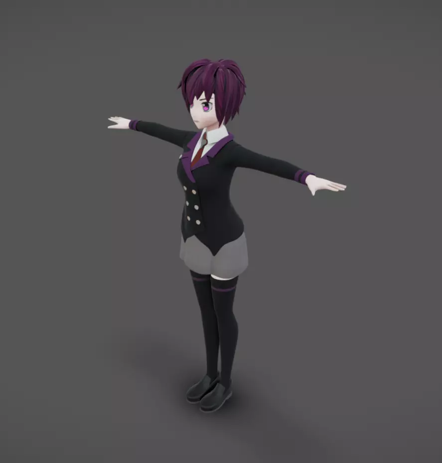 Anime Female 22 - Read Description Low-poly 3D model_2