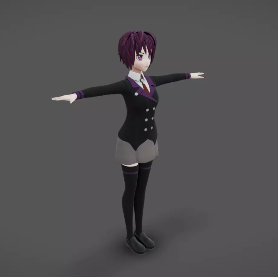 Anime Female 22 - Read Description Low-poly 3D model_1