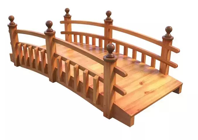 Wooden Curved Garden Bridge
