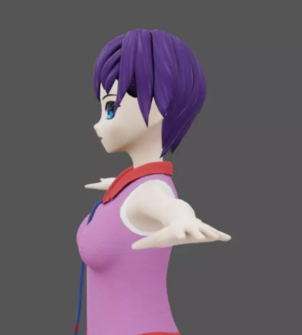 Anime Female 11 - Read Description Low-poly 3D model_6