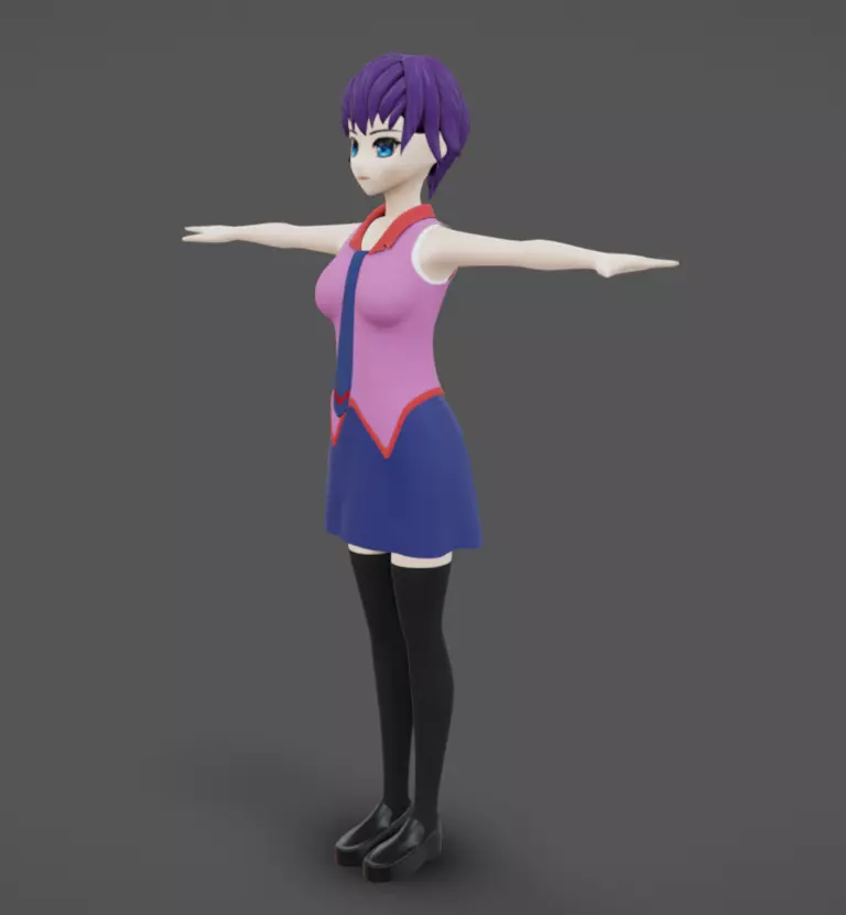 Anime Female 11 - Read Description Low-poly 3D model_2