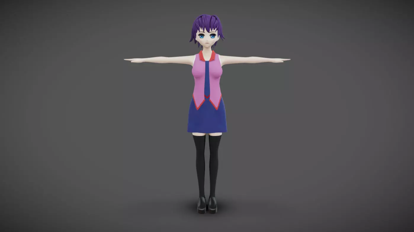 Anime Female 11 - Read Description Low-poly 3D model_0