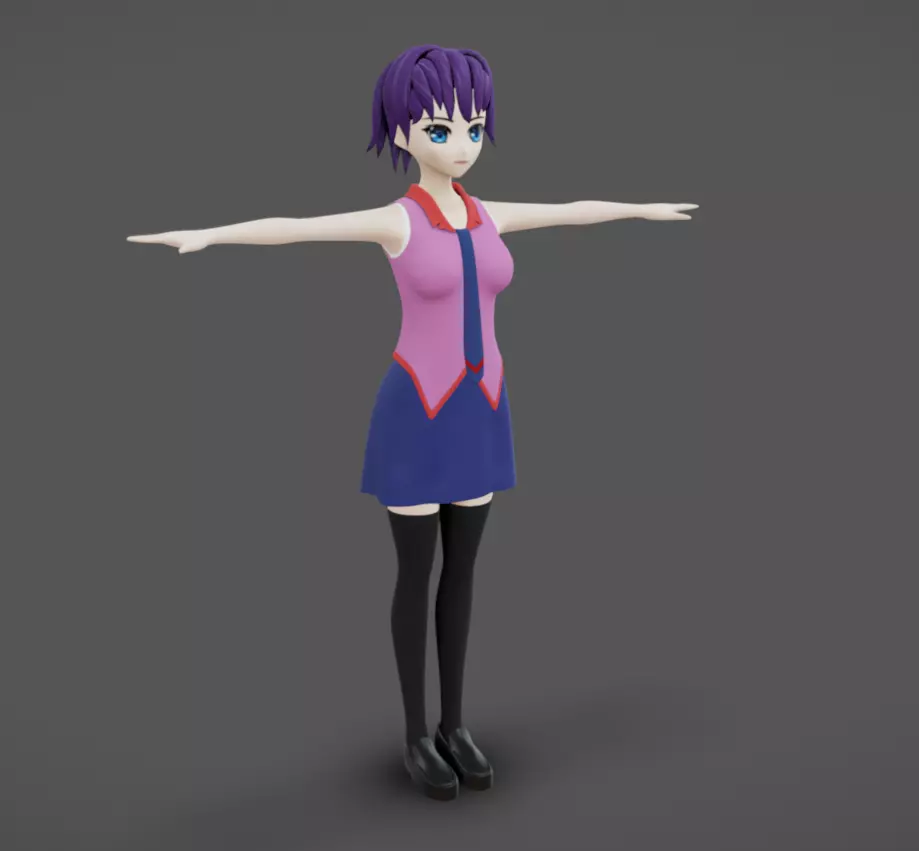 Anime Female 11 - Read Description Low-poly 3D model_1